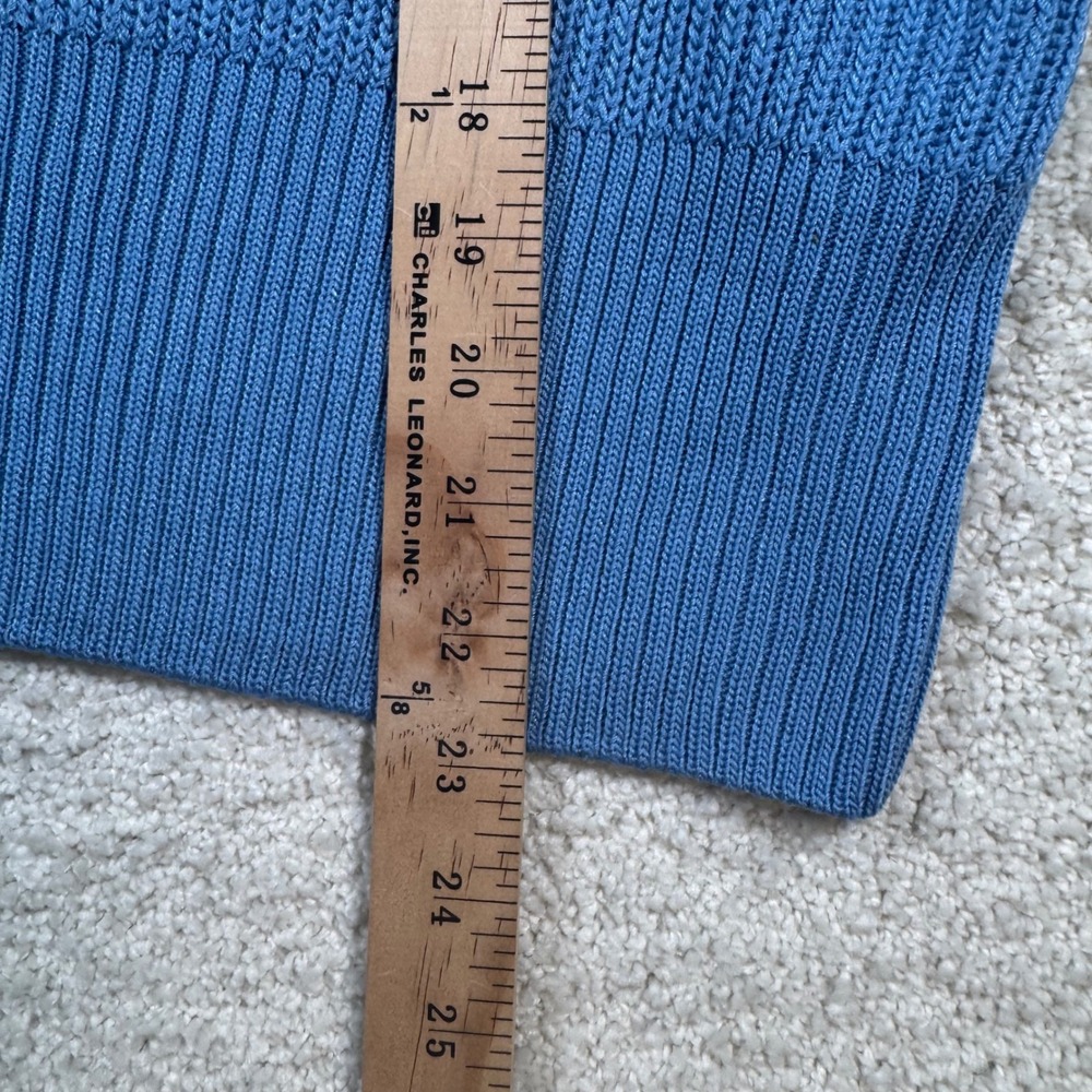 St. John Cardigan Women Large Blue Wool Blend V-Neck Ribbed Button Front Sweater - Picture 8 of 9